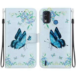 For Nokia G11 Plus Crystal Texture Colored Drawing Leather Phone Case(Blue Pansies)