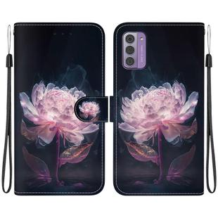 For Nokia G42 Crystal Texture Colored Drawing Leather Phone Case(Purple Peony)