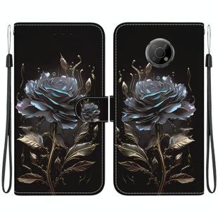 For Nokia G300 Crystal Texture Colored Drawing Leather Phone Case(Black Rose)