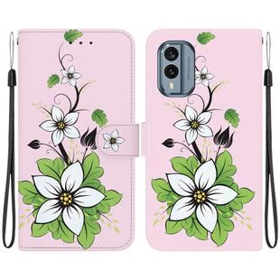 For Nokia X30 Crystal Texture Colored Drawing Leather Phone Case(Lily)