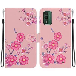 For Nokia XR21 Crystal Texture Colored Drawing Leather Phone Case(Cherry Blossoms)