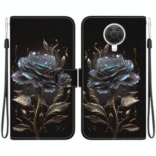 For Nokia G10 / G20 Crystal Texture Colored Drawing Leather Phone Case(Black Rose)