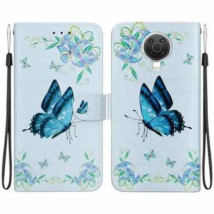 For Nokia G10 / G20 Crystal Texture Colored Drawing Leather Phone Case(Blue Pansies)