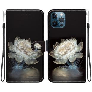 For iPhone 12 Pro Max Crystal Texture Colored Drawing Leather Phone Case(Crystal Peony)