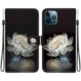 For iPhone 12 / 12 Pro Crystal Texture Colored Drawing Leather Phone Case(Crystal Peony)