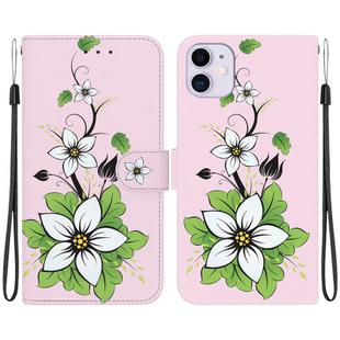 For iPhone 11 Crystal Texture Colored Drawing Leather Phone Case(Lily)