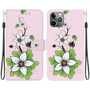 For iPhone 11 Pro Crystal Texture Colored Drawing Leather Phone Case(Lily)