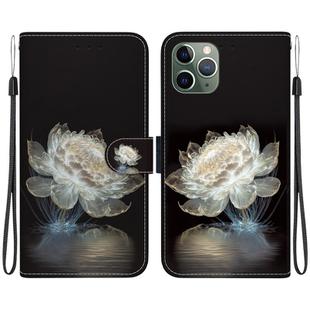 For iPhone 11 Pro Max Crystal Texture Colored Drawing Leather Phone Case(Crystal Peony)