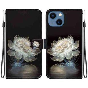 For iPhone 13 Crystal Texture Colored Drawing Leather Phone Case(Crystal Peony)