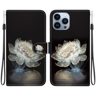 For iPhone 13 Pro Max Crystal Texture Colored Drawing Leather Phone Case(Crystal Peony)