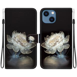 For iPhone 14 Plus Crystal Texture Colored Drawing Leather Phone Case(Crystal Peony)