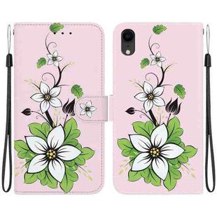 For iPhone XR Crystal Texture Colored Drawing Leather Phone Case(Lily)