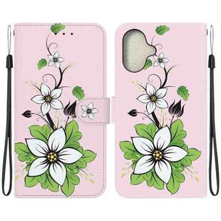 For iPhone 16 Crystal Texture Colored Drawing Leather Phone Case(Lily)