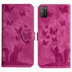 For Xiaomi Poco M3/Redmi Note 9 4G Butterfly Cat Embossing Flip Leather Phone Case(Pink)