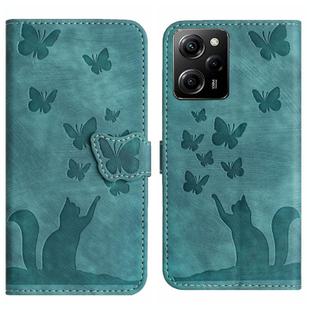 For Xiaomi Poco X5 Pro / Redmi Note 12 Pro 5G Butterfly Cat Embossing Flip Leather Phone Case(Wathet)