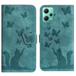 For Xiaomi Poco X5 / Redmi Note 12 5G Butterfly Cat Embossing Flip Leather Phone Case(Wathet)