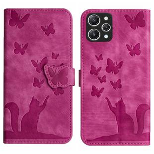 For Xiaomi Redmi 12 4G Butterfly Cat Embossing Flip Leather Phone Case(Pink)