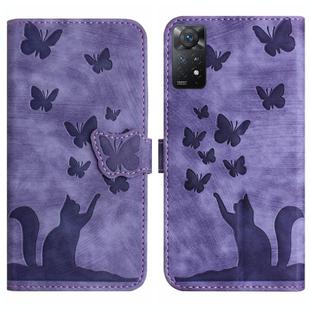 For Xiaomi Redmi Note 11 Pro 4G/5G Global Butterfly Cat Embossing Flip Leather Phone Case(Purple)