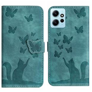 For Xiaomi Redmi Note 12 4G Global Butterfly Cat Embossing Flip Leather Phone Case(Wathet)