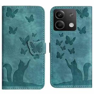 For Xiaomi Redmi Note 13 5G Butterfly Cat Embossing Flip Leather Phone Case(Wathet)