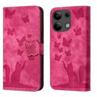 For Xiaomi Redmi Note 13 4G Butterfly Cat Embossing Flip Leather Phone Case(Pink)