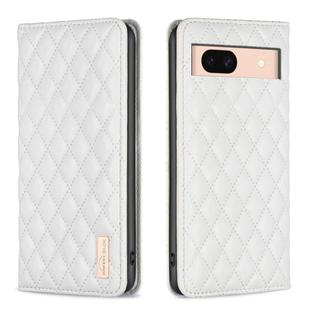 For Google Pixel 8a Diamond Lattice Magnetic Leather Flip Phone Case(White)