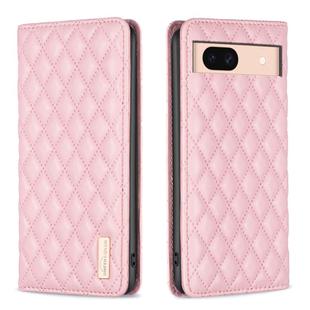 For Google Pixel 8a Diamond Lattice Magnetic Leather Flip Phone Case(Pink)