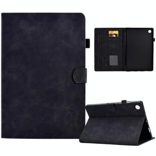 For Samsung Galaxy Tab A9 Embossed Smile Flip Smart Leather Tablet Case(Black)