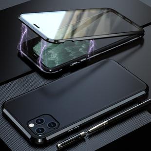 For iPhone 11 Pro Max Shockproof Magnetic Attraction Leather Backboard + Tempered Glass Protective Case(Black)