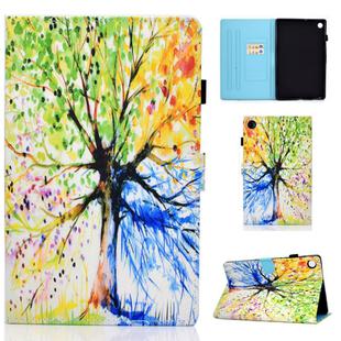 For Samsung Galaxy Tab A9+ Colored Drawing Stitching Horizontal Flip Tablet Leather Case(Colorful Tree)