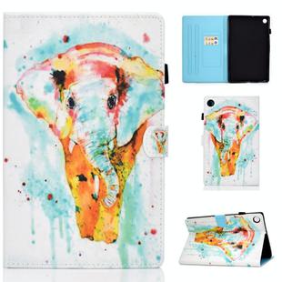 For Samsung Galaxy Tab A9+ Colored Drawing Smart Leather Tablet Case(Watercolor Elephant)