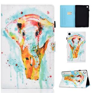 For Samsung Galaxy Tab A9 Colored Drawing Smart Leather Tablet Case(Watercolor Elephant)