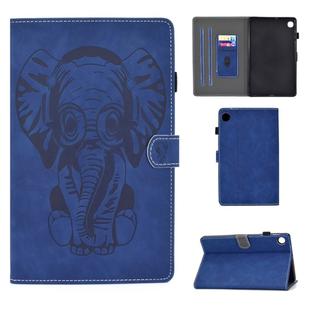 For Lenovo Tab M10 Plus Embossed Elephant Pattern Horizontal Flip PU Leather Case with Holder & Card Slots & Sleep / Wake-up Function(Blue)