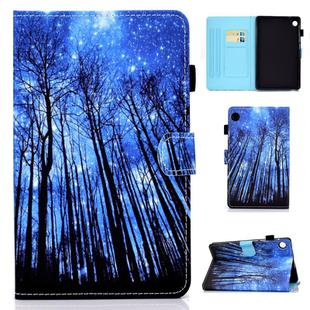 For Samsung Galaxy Tab A9+ Colored Drawing Stitching Horizontal Flip Leather Tablet Case with Card Slots(Forest)
