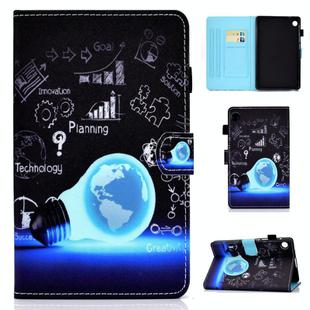 For Samsung Galaxy Tab A9 Colored Drawing Stitching Horizontal Flip Leather Tablet Case with Card Slots(Lamp Bulb)