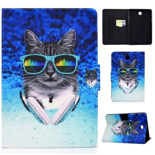 For Samsung Galaxy Tab A 8.0 (2015) T350 Electric Pressed TPU Colored Drawing Horizontal Flip Leather Case with Holder & Card Slots & Anti-slip Strip & Sleep / Wake-up Function(Headphone Cat)