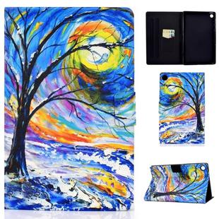 For Lenovo Tab FHD M10 Plus X606F Electric Pressed TPU Colored Drawing Horizontal Flip Leather Case with Holder & Card Slots & Anti-slip Strip & Sleep / Wake-up Function(Watercolor Tree)