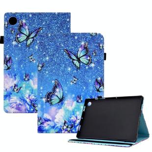 For Samsung Galaxy Tab A9+ Colored Drawing Stitching Elastic Band Leather Smart Tablet Case(Butterfly)