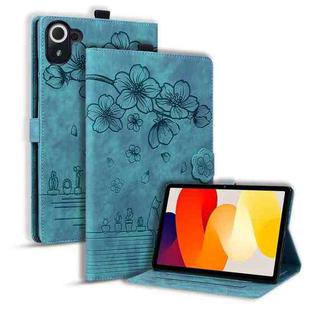 For Xiaomi Redmi Pad 8.8 2025 Cartoon Sakura Cat Embossed Leather Tablet Case(Green)
