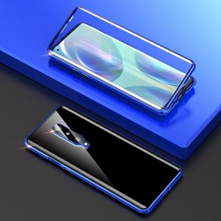For OnePlus 8 Shockproof Double-sided Tempered Glass Magnetic Attraction Protective Case with Camera Lens Protector Cover(Blue)
