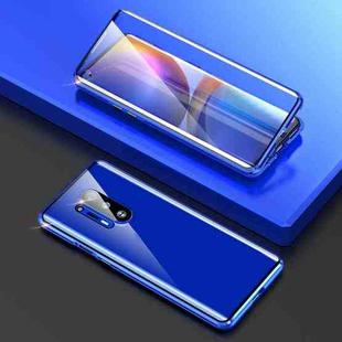 For OnePlus 8 Pro Shockproof Double-sided Tempered Glass Magnetic Attraction Protective Case with Camera Lens Protector Cover(Blue)