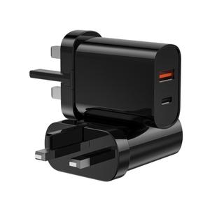 WIWU Wi-U002 Quick Series PD 20W + QC3.0 18W USB Dual Port Travel Fast Charger, UK Plug(Black)