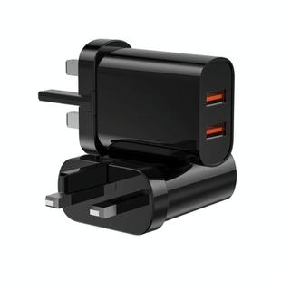 WIWU Wi-U003 Quick Series 2.4A USB-A Dual Port Fast Charger, UK Plug(Black)