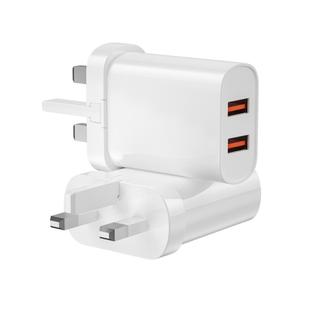 WIWU Wi-U003 Quick Series 2.4A USB-A Dual Port Fast Charger, UK Plug(White)
