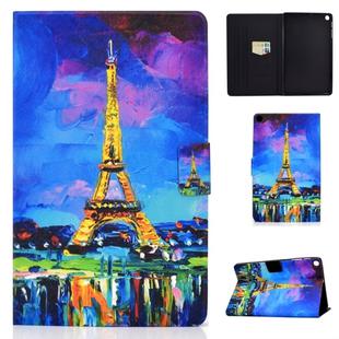 For Samsung Galaxy Tab A 10.1 (2019) T515/T510 Electric Pressed TPU Colored Drawing Horizontal Flip Leather Case with Holder & Card Slots & Anti-slip Strip(Eiffel Tower)
