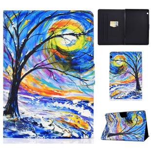 For Huawei MediaPad T3 10 Electric Pressed TPU Colored Drawing Horizontal Flip Leather Case with Holder & Card Slots & Anti-slip Strip(Watercolor Tree)