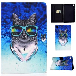 For Huawei MatePad T8 Electric Pressed TPU Colored Drawing Horizontal Flip Leather Case with Holder & Card Slots & Anti-slip Strip(Headphone Cat)