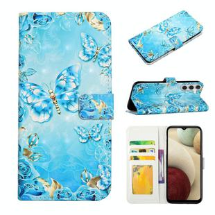 For Samsung Galaxy A24 4G Oil Embossed 3D Drawing Leather Phone Case(Blue Butterflies)