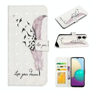 For Samsung Galaxy A04 Oil Embossed 3D Drawing Leather Phone Case(Feather)