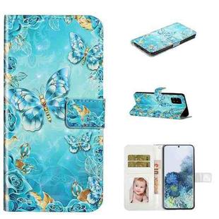 For Samsung Galaxy A41 Oil Embossed 3D Drawing Leather Phone Case(Blue Butterflies)